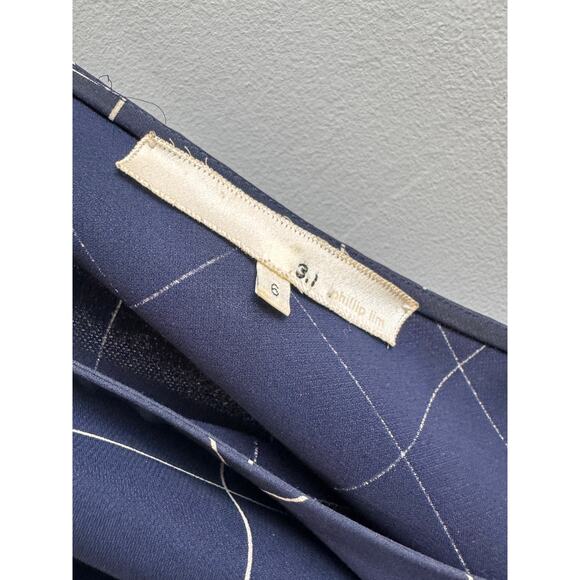3.1 Phillip Lim Navy Grid Mini Dress Silk Windowpane Check Dolman Sleeve Size 6 - Picture 6 of 9